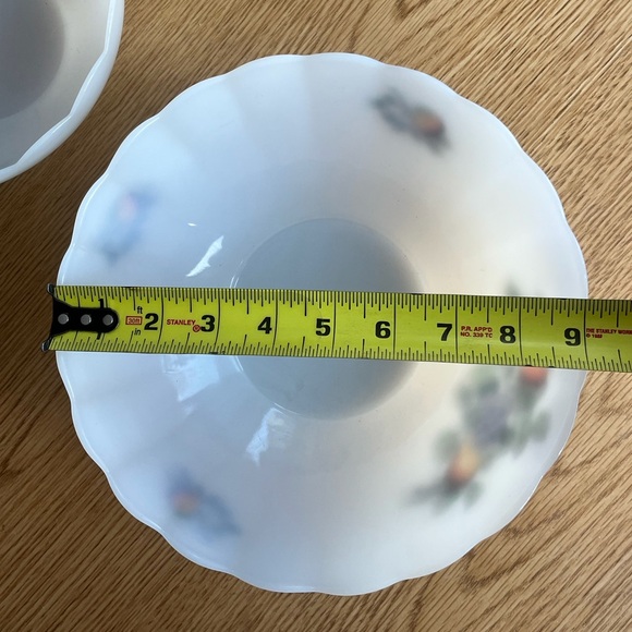 Vintage Arcopal France Nesting Bowls Set of Two White Milk Glass Scalloped Edge - Picture 14 of 15